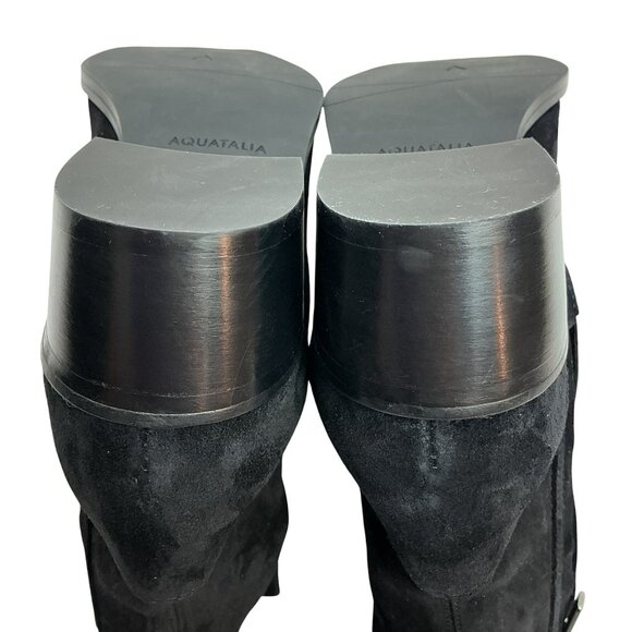 Aquatalia Reeta Suede Square Toe Side Zip Ankle Booties Womens 5 Made In Italy N - Picture 8 of 12